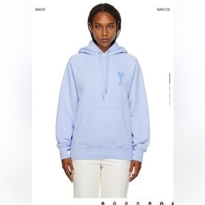 AMI Paris Sky Blue De Coeur hoodie